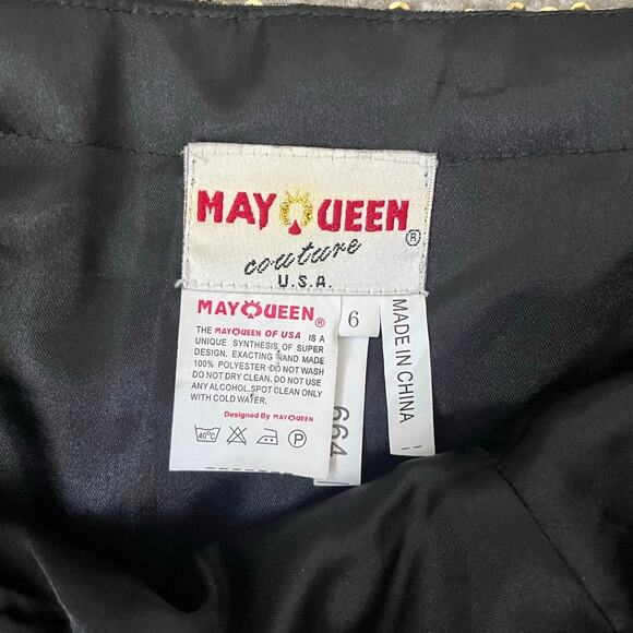 Formal Dress Prom Hoco Homecoming Black Gold Sequins Strapless Long Size 6 - Picture 7 of 11